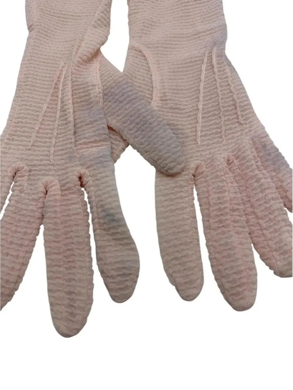 Vintage 60s Pink Nylon Gloves: Over-the-Wrist Formal Gloves